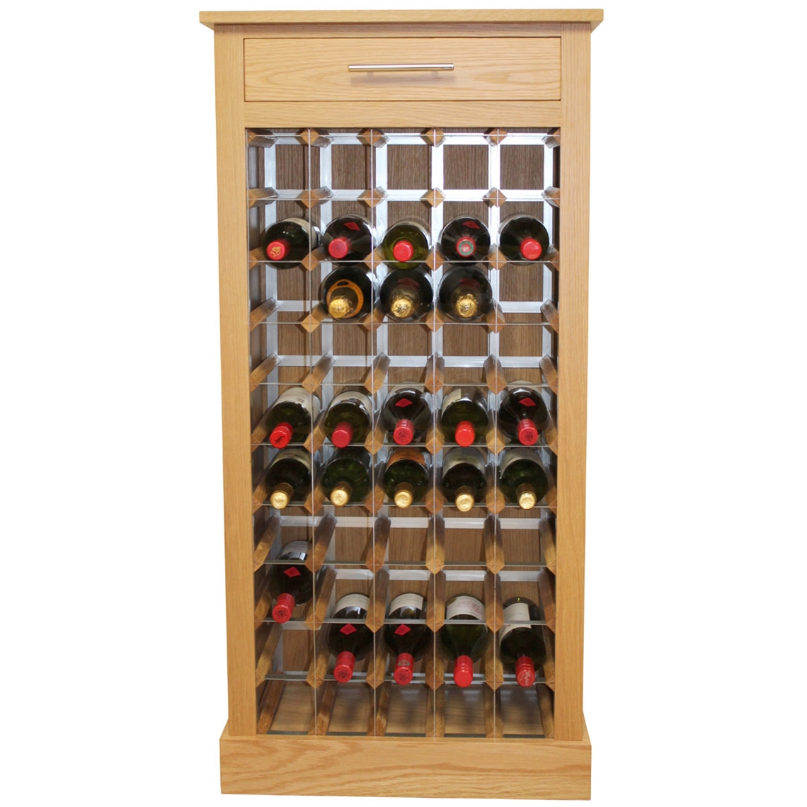50 Bottle Contemporary Wooden Wine Cabinet / Rack with Plinth