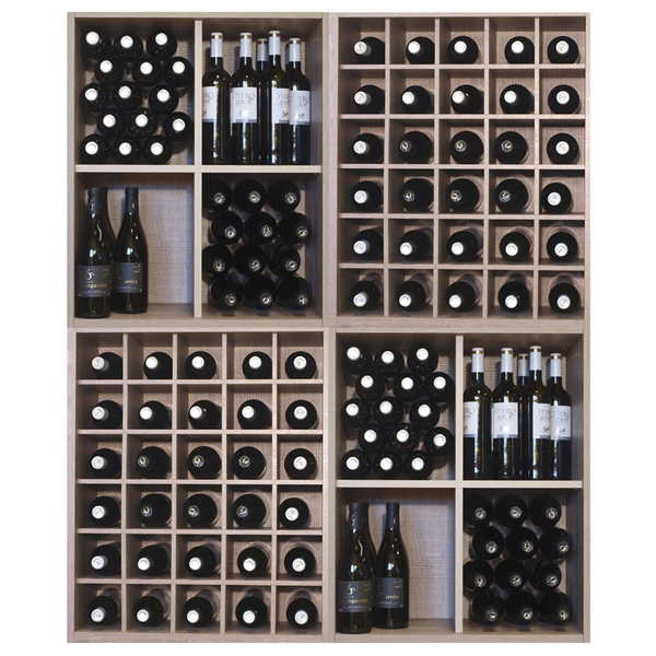 Malbec Self-Assembly Series - 180 Bottle Melamine Wine Rack Kit - Rustic Oak Effect