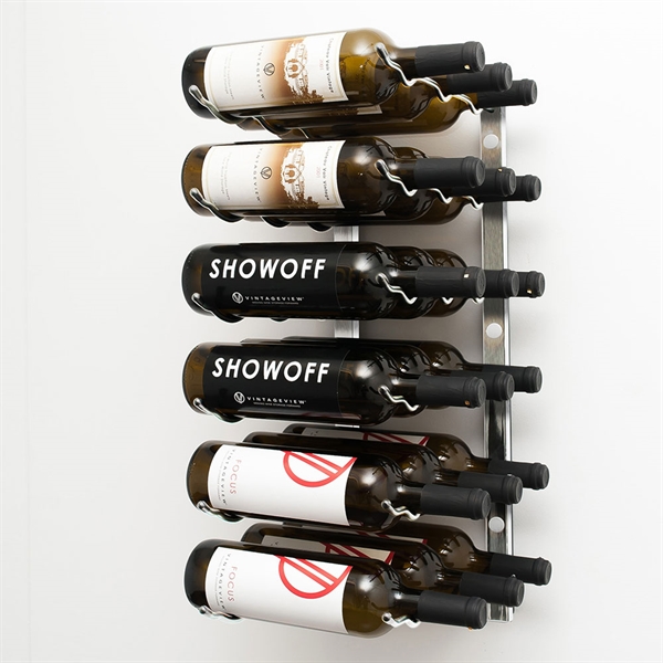 VintageView Wall Mounted W Series 2 - 18 Bottle Wine Rack 3 Deep - Platinum 2ft