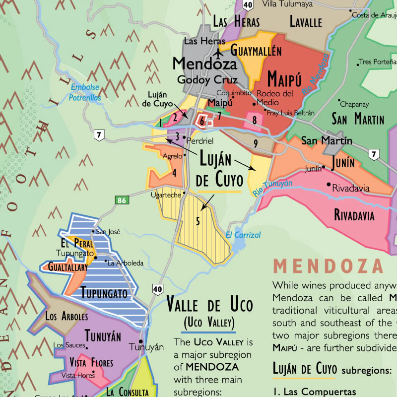 De Long’s Wine Map of South America - Wine Regions