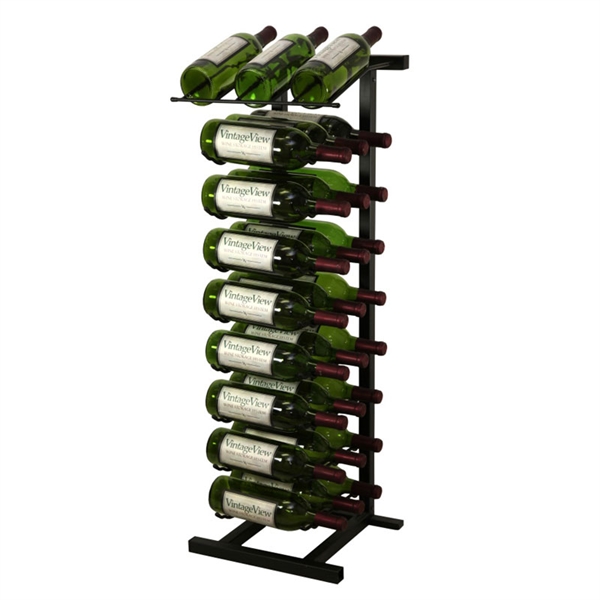 VintageView Free Standing 27 Bottle Wine Rack + Display Shelf - Black 3ft