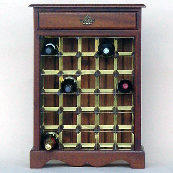 30 Bottle Mahogany Wooden Wine Cabinet / Rack with Plinth