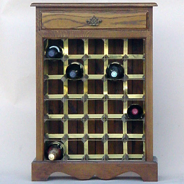 30 Bottle Oak Wooden Wine Cabinet / Rack with Plinth