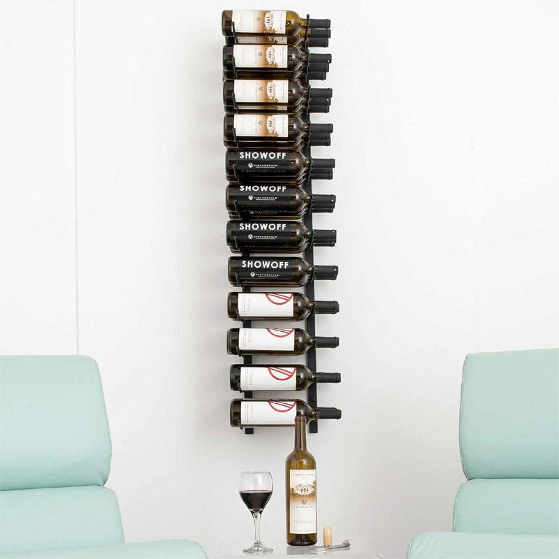 VintageView Wall Mounted W Series 4 - 36 Bottle Wine Rack 3 Deep - Black 4ft