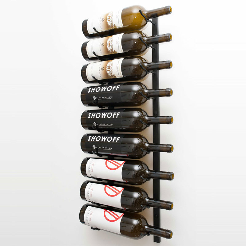 VintageView Wall Mounted WMAG Series - 9 Magnum Bottle Wine Rack 1 Deep - Platinum