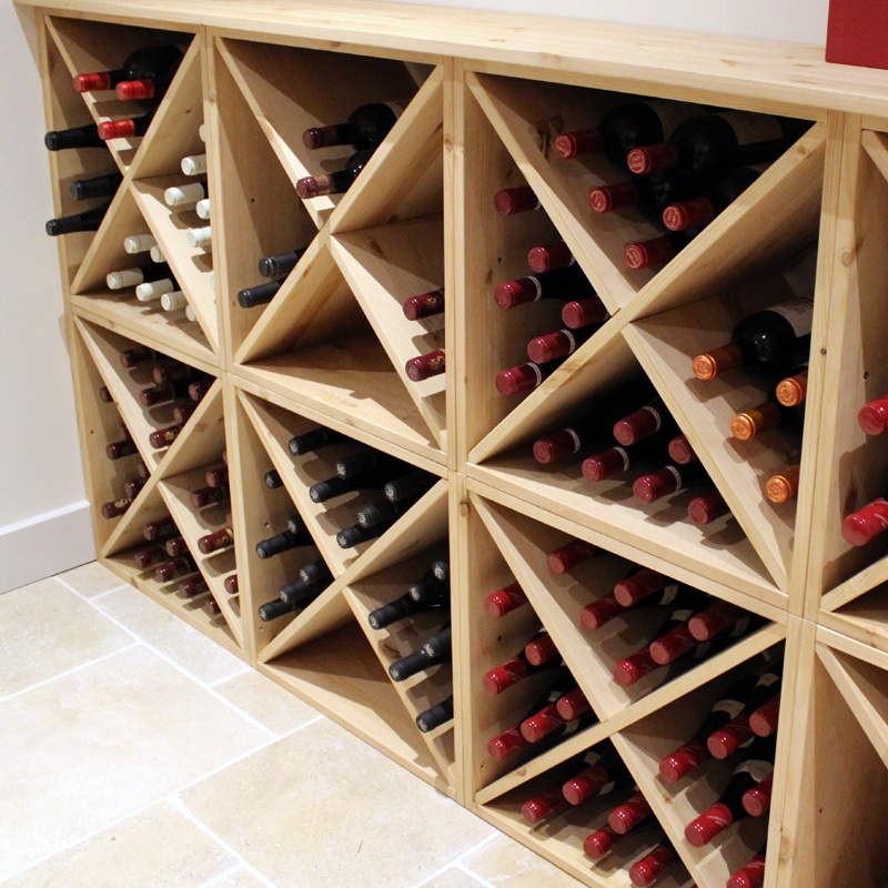 Pine Wooden Wine Rack - Cellar Cube - 144 Bottles - 298mm Deep - Set of 6