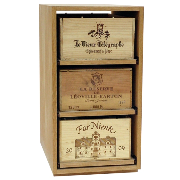 Showcase Wooden Wine Bottle Case Rack - 3 Drawer