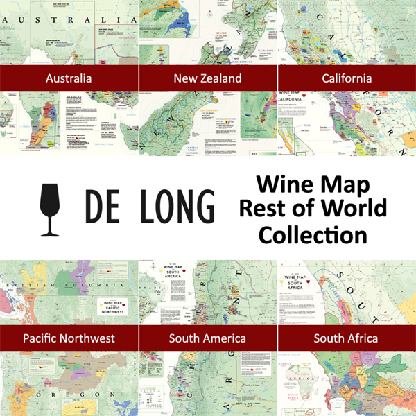 De Long’s Wine Map Rest of World Collection - 6 Wine Region Maps