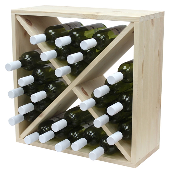 Pine Wooden Wine Rack - Cellar Cube - 24 Bottles - 223mm Deep