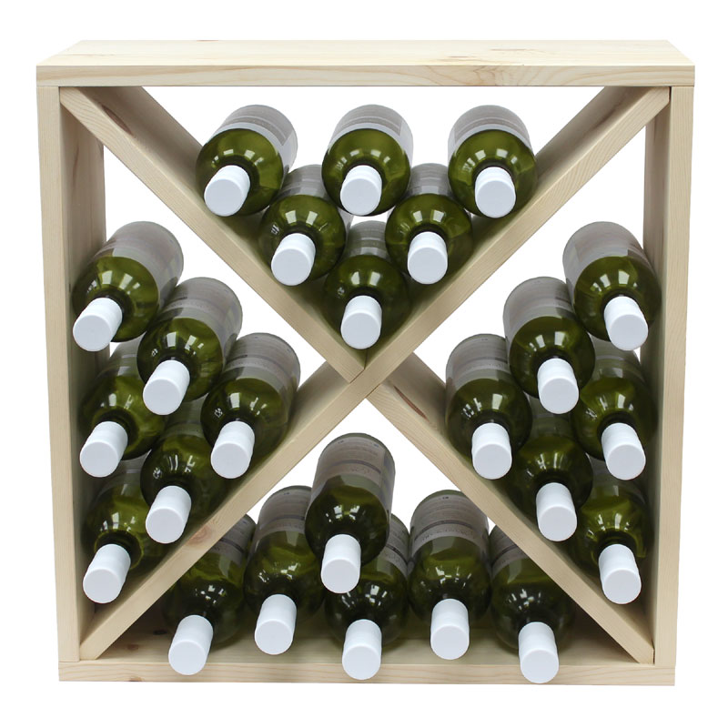 Pine Wooden Wine Rack - Cellar Cube - 24 Bottles - 223mm Deep