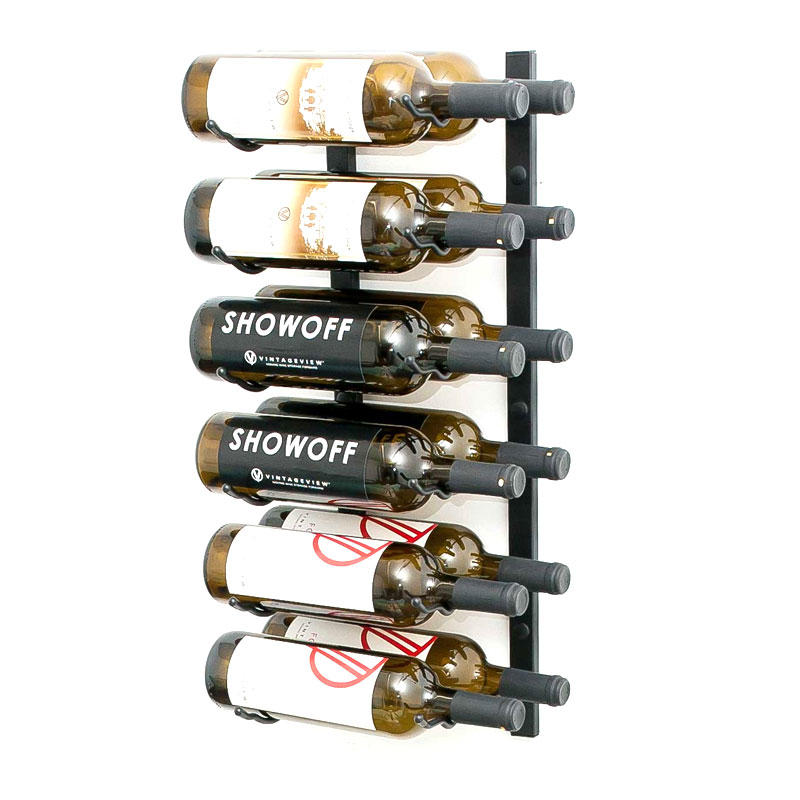 VintageView Wall Mounted W Series 2 - 12 Bottle Wine Rack 2 Deep - Black 2ft