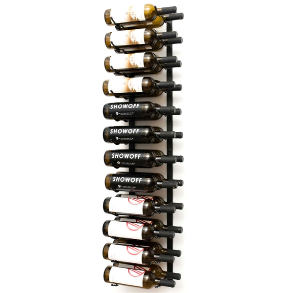 VintageView Wall Mounted W Series 4 - 24 Bottle Wine Rack 2 Deep - Black 4ft