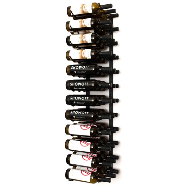 VintageView Wall Mounted W Series 4 - 36 Bottle Wine Rack 3 Deep - Black 4ft