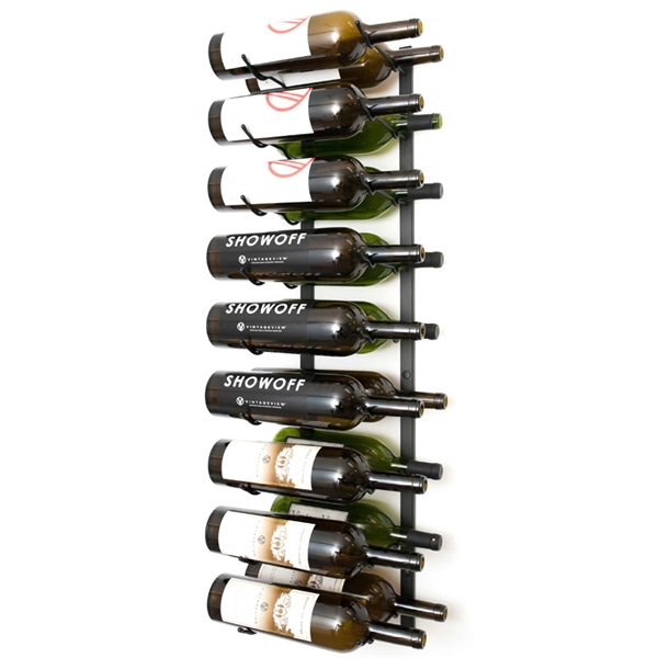 VintageView Wall Mounted WMAG Series - 18 Magnum Bottle Wine Rack 2 Deep - Black