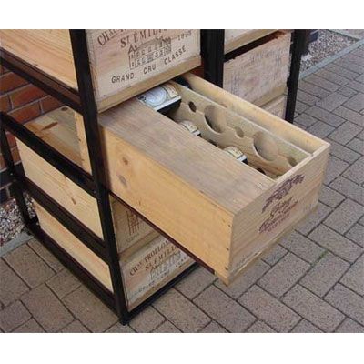 Wine Bottle Case Rack Metal & Wood - 3 Drawer