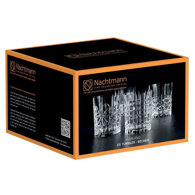 Nachtmann Highland Cut Glass Whisky Tumbler - Set of 4