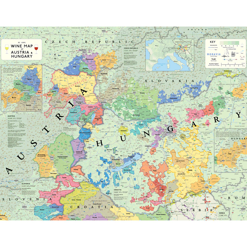 De Long’s Wine Map of Austria and Hungary - Wine Regions