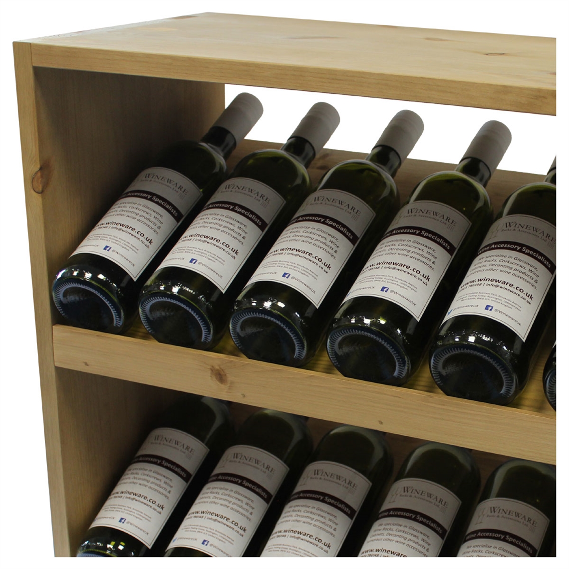 Pine Wooden Wine Rack - Display Cellar Cube - 12 Bottles - 298mm Deep