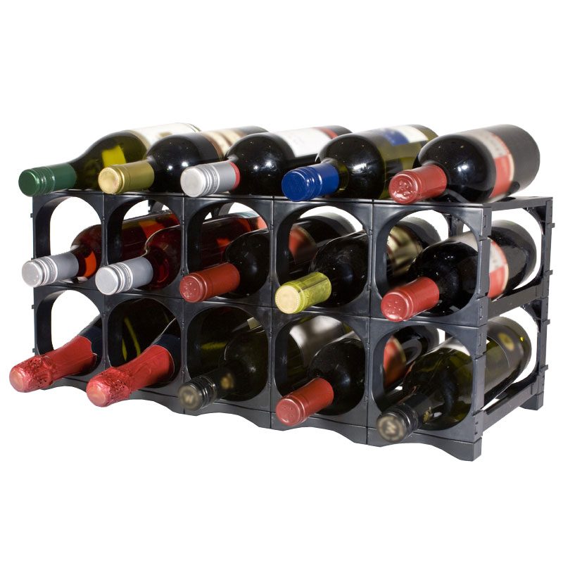 CellarStak 12 / 15 Bottle Plastic Wine Rack - Black
