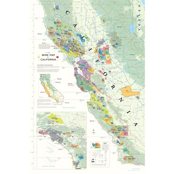 De Long’s Wine Map of California - Wine Regions