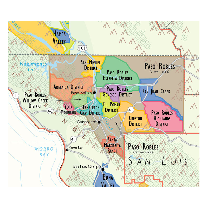 De Long’s Wine Map of California - Wine Regions