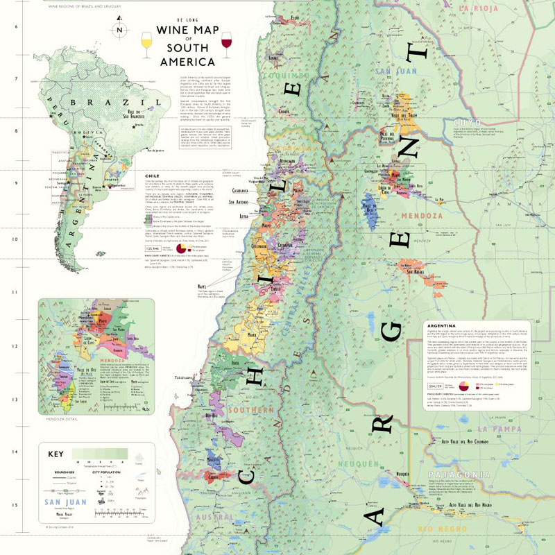 De Long’s Wine Map of South America - Wine Regions