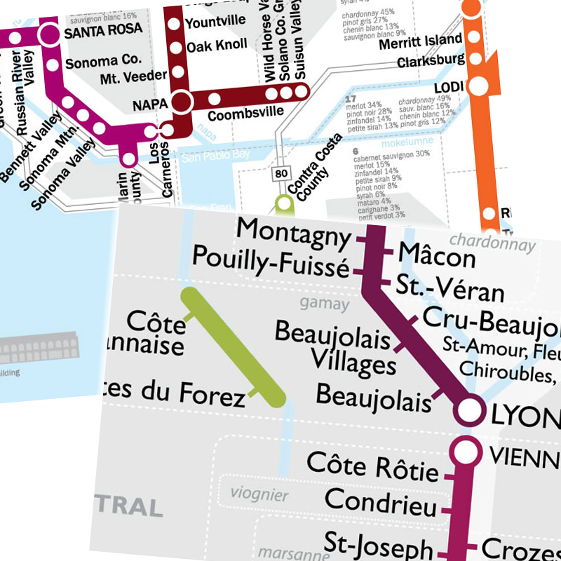 De Long’s Metro Wine Region Maps of California & France Duo Set