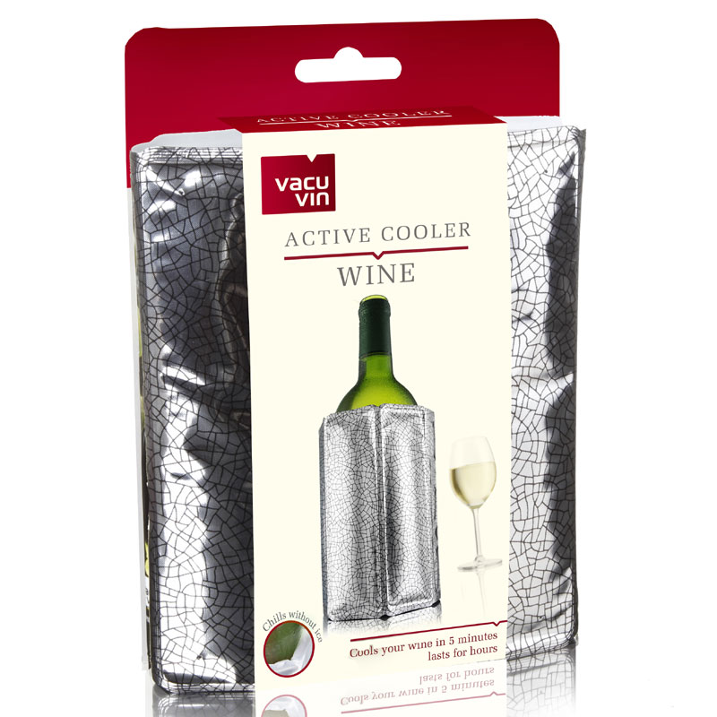 Vacu Vin 3649160 Seau à Glace Rouge avec Elément rafraîchissant & Vacu-vin 8714793388031 Active Cooler Wine Silver Chrome 