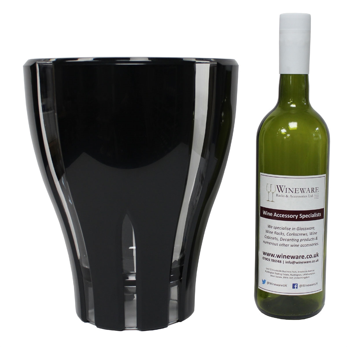 Striped Wine & Champagne Cooler / Ice Bucket - Black & Transparent