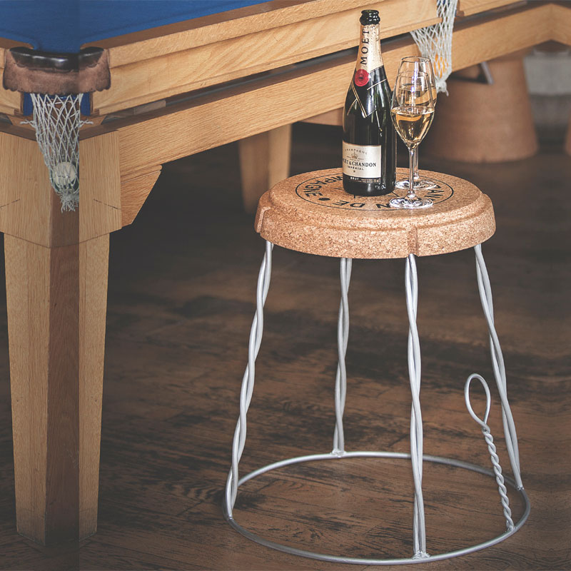 XL Giant Champagne Cork Wire Cage Side Table - Silver