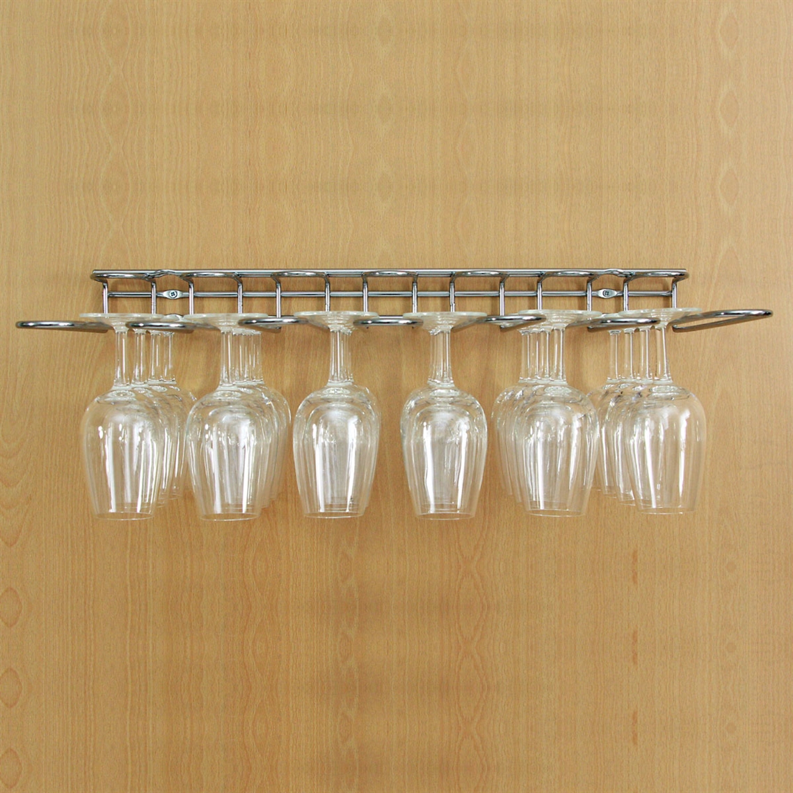 Chrome Plated Steel Wine Glass Hanging Rack - Dual Fix (Wall and Shelf)