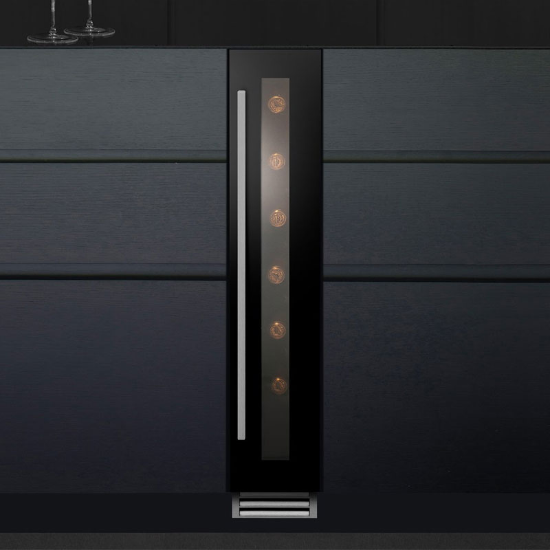 Caple Wine Cabinet Sense - Single Temperature Slot-In - Black Glass Wi158BG
