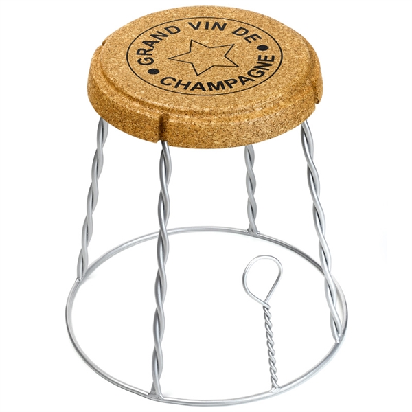 XL Giant Champagne Cork Wire Cage Side Table - Silver