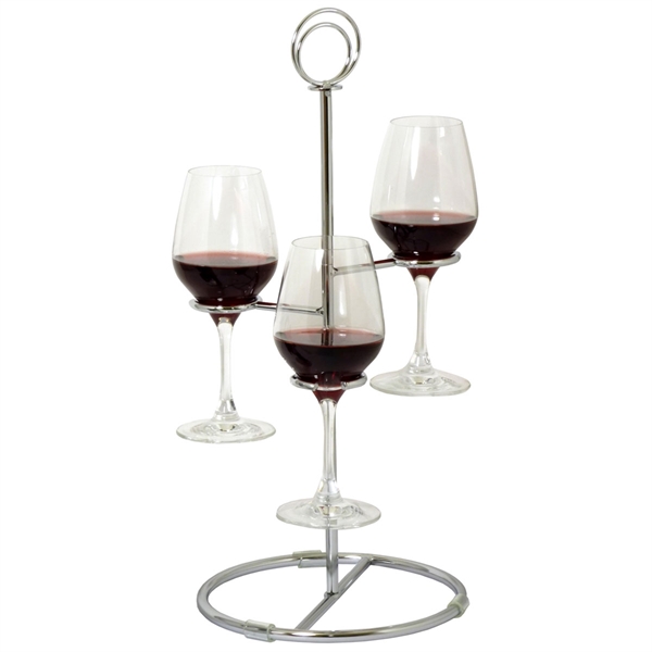 Wine Flight Tree - 3 Glass Wine Tasting Holder - Chrome