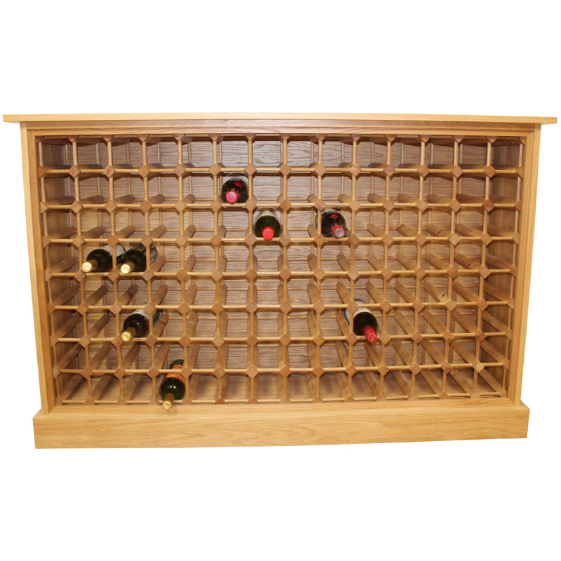112 Bottle Contemporary Wooden Oak Wine Cabinet / Rack with Plinth