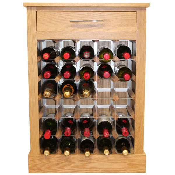 30 Bottle Contemporary Wooden Wine Cabinet / Rack with Plinth