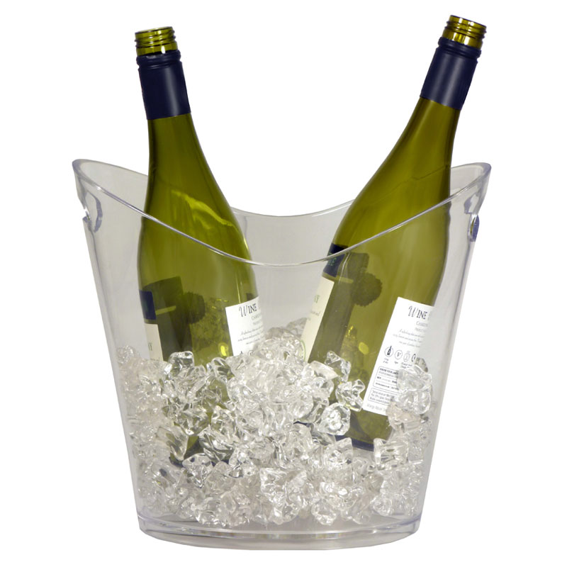 Plastic 2 Bottle Wine & Champagne Cooler / Ice Bucket - Clear