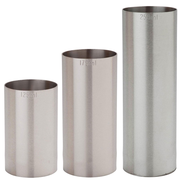 Professional Stainless Steel Thimble Bar Wine Measure Set - 1x 125ml 1x 175ml 1x 250ml
