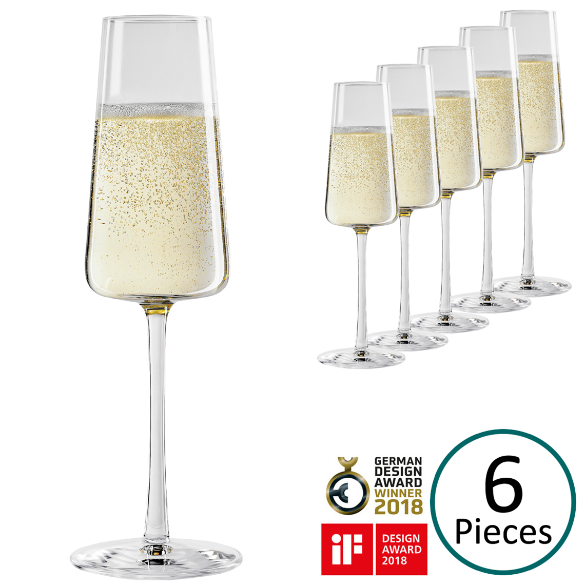 Stolzle Power Champagne Glasses / Flute - Set of 6