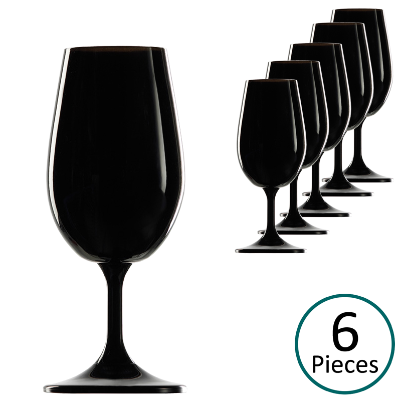 ISO Type Black Wine Tasting Glasses 21cl - Set of 6 (Blind Wine Tastings)