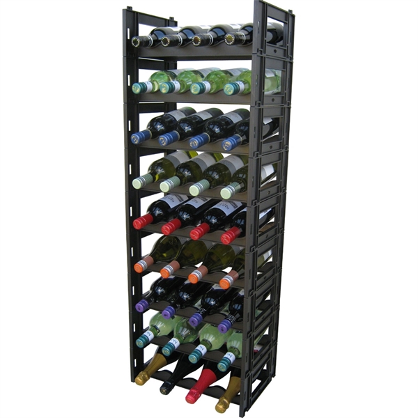 EziRak 36 Bottle Plastic Self-Assembly Wine Rack - Black