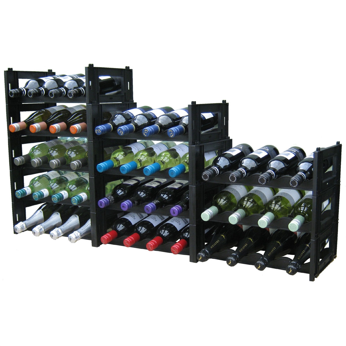 EziRak 36 Bottle Plastic Self Assembly Wine Rack - Black