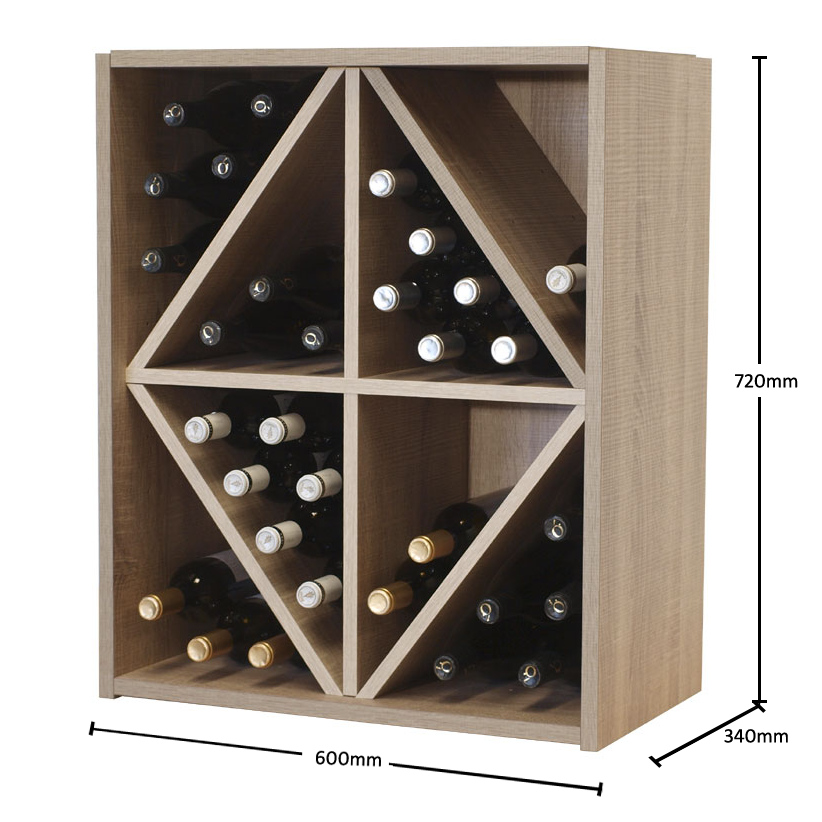 Malbec Self Assembly Series - 44 Bottle Melamine Wine Rack Kit - Rustic Oak Effect