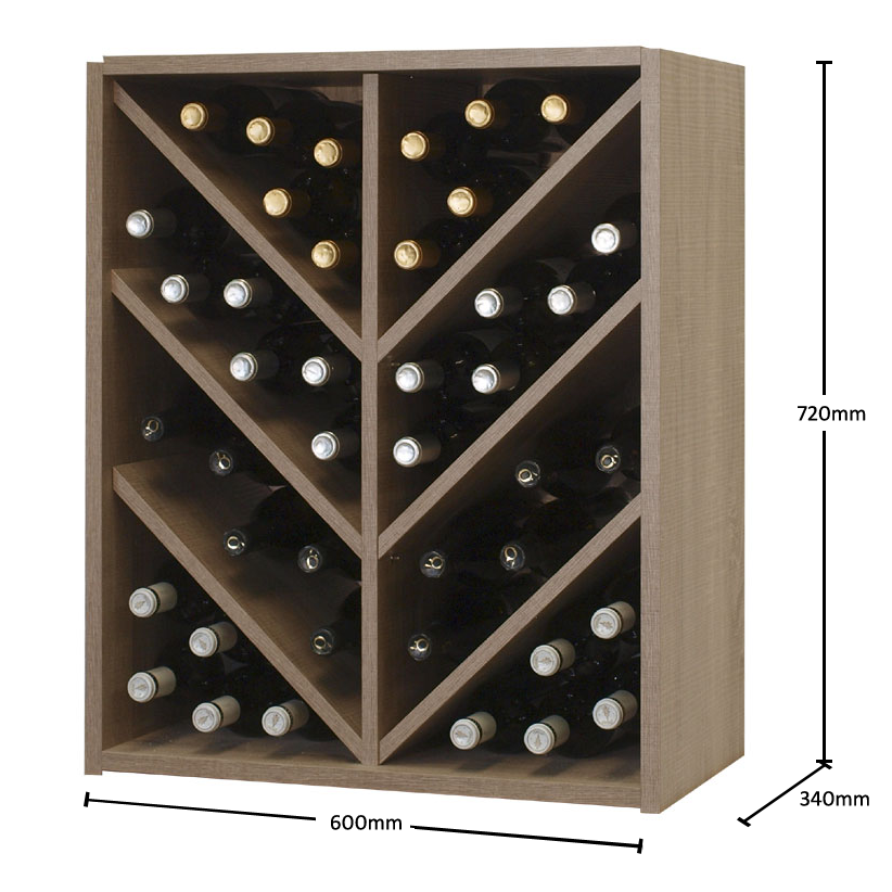 Malbec Self Assembly Series - 42 Bottle Melamine Wine Rack Kit - Rustic Oak Effect