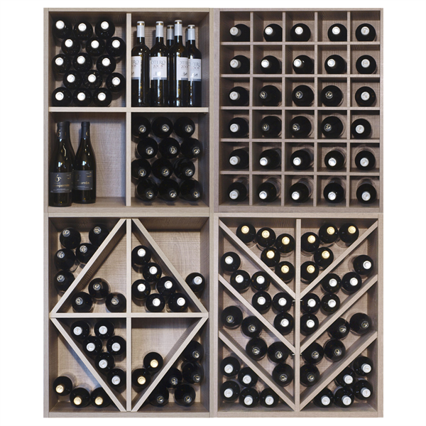 Malbec Self Assembly Series - 176 Bottle Melamine Wine Rack Kit - Rustic Oak Effect