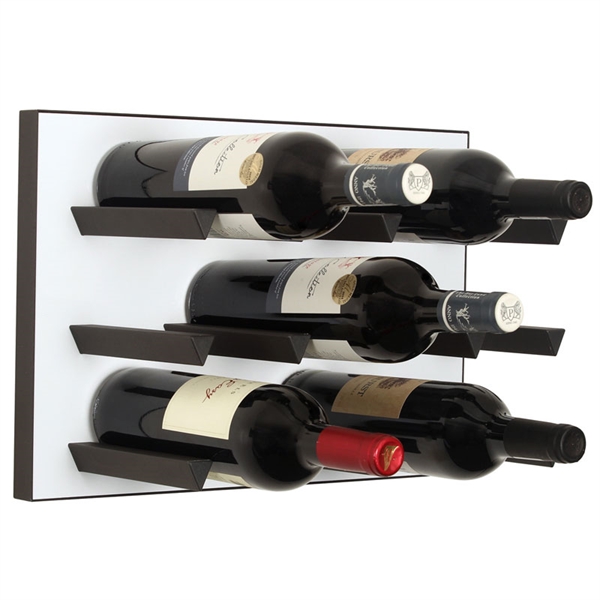 Vinowall 12 Bottle Wall Mounted Wine Rack - White Panel Black Frame