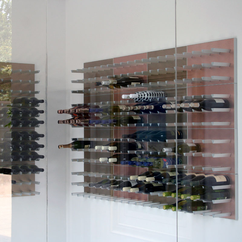 Vinowall 12 Bottle Wall Mounted Wine Rack - Black Panel Silver Frame