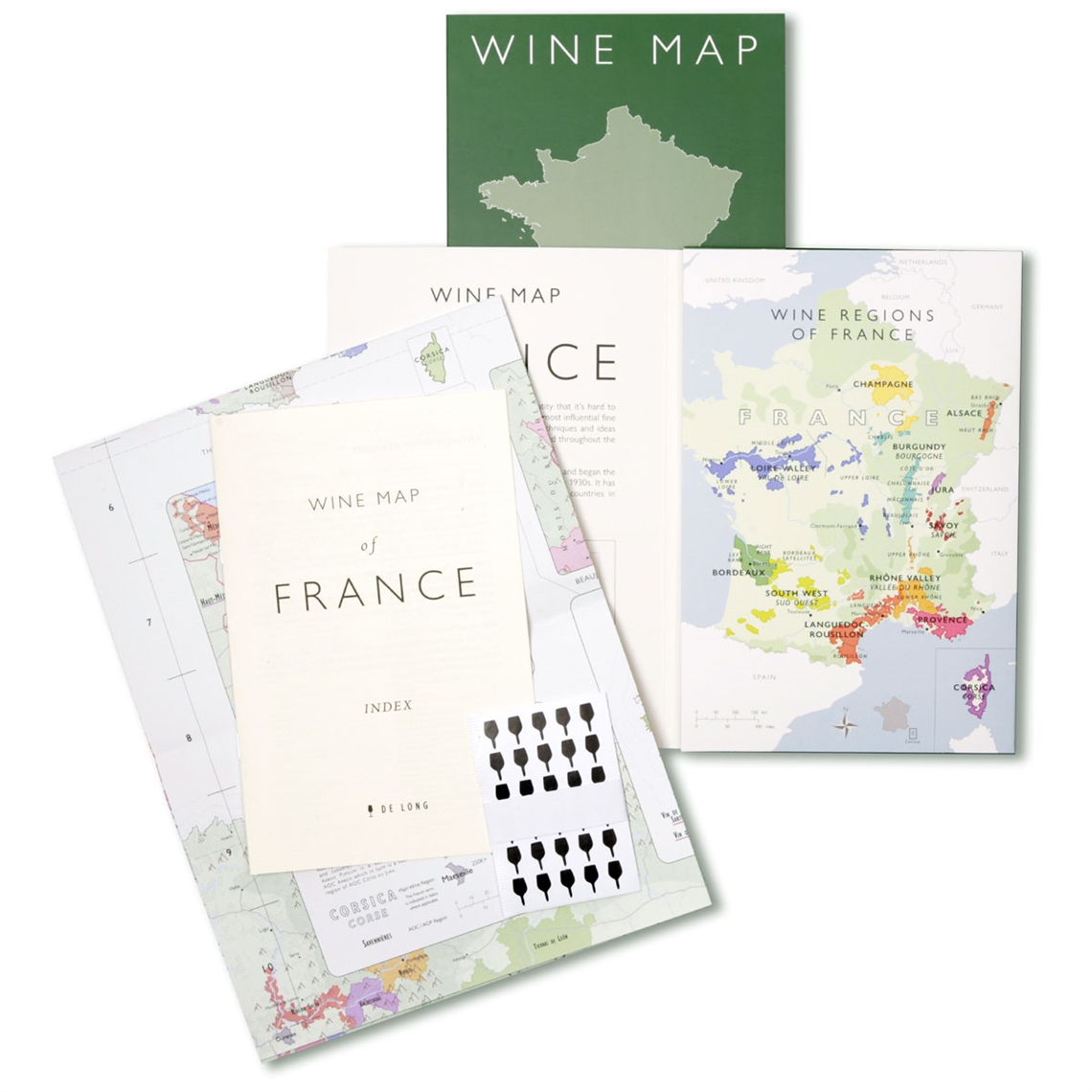 De Long’s Wine Map Collection - 12 Wine Region Maps - Bookshelf Edition