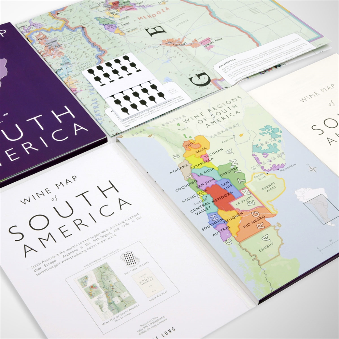 De Long’s Wine Map of South America - Bookshelf Edition