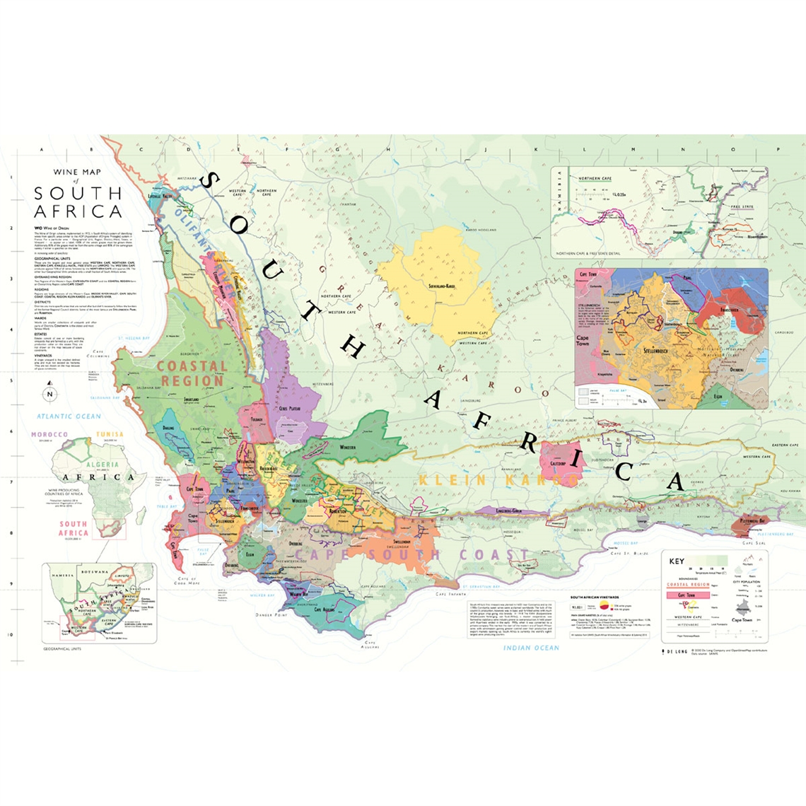 De Long’s Wine Map of South Africa - Bookshelf Edition